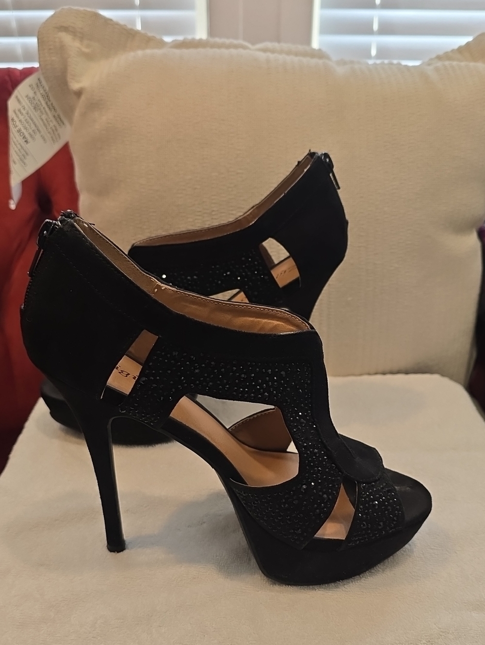 Zigi Soho Black Cutout Rhinestone Stiletto Sandals